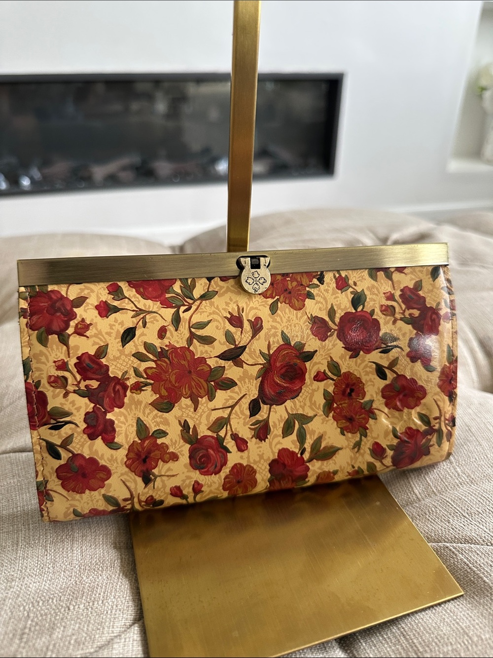 Patricia Nash Red Floral Frame Clutch
